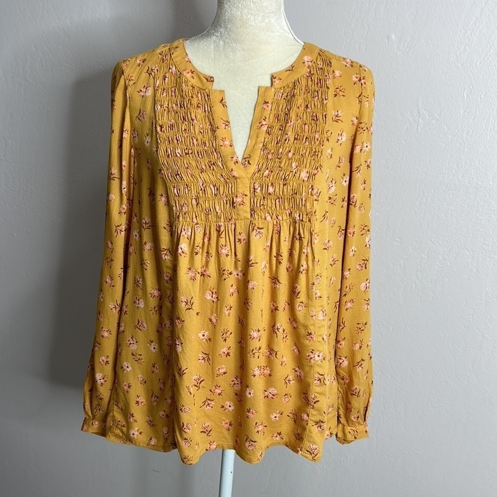Lucky brand • ditsy floral smocked blouse